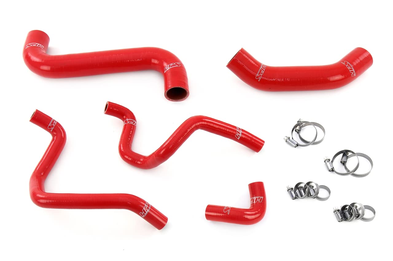 Red HPS Silicone Radiator + Heater Hose Kit Coolant OEM Replacement 57-1733-RED