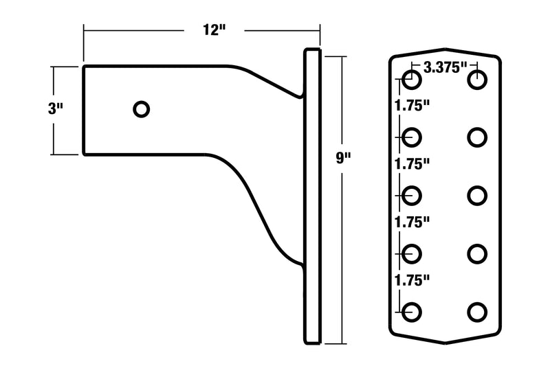 PM3109 Buyers Products Pintle Hook Mount – 4 Position Adjustable Trailer Hitch Receiver for 3 Inch Trucks, 30,000 lb MGTW – Heavy-Duty Tow Hitch, 6,000 MVL Rated, 10"