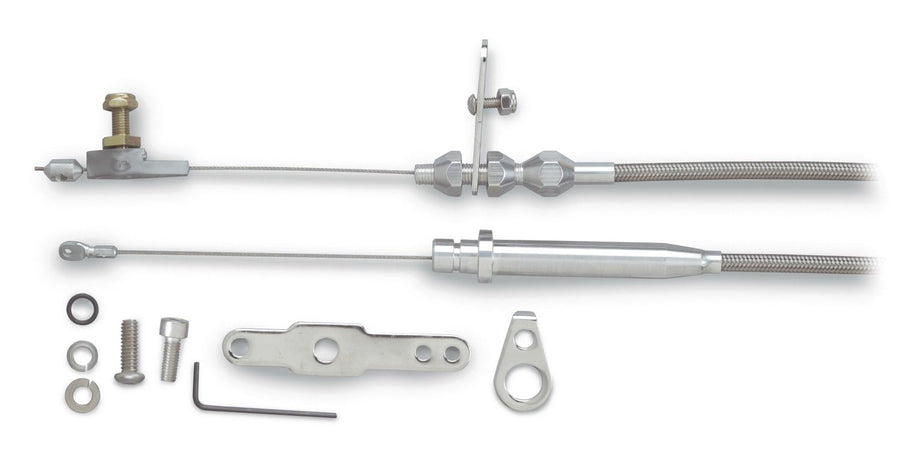 Blower Drive Kickdown Cable Kit Lokar XKD-2350BLD with Black Stainless Steel Housing and Black Aluminum Fittings for GM TH-350 Transmission