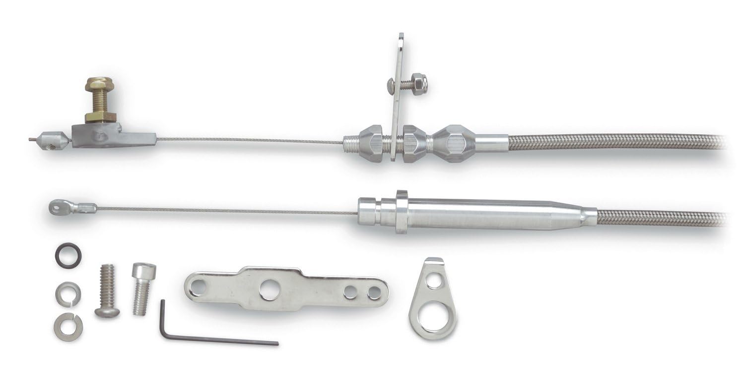 Blower Drive Kickdown Cable Kit Lokar XKD-2350BLD with Black Stainless Steel Housing and Black Aluminum Fittings for GM TH-350 Transmission