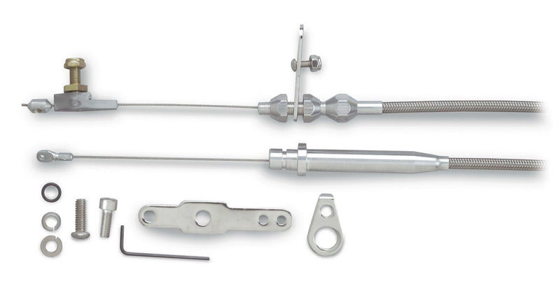 Blower Drive Kickdown Cable Kit Lokar XKD-2350BLD with Black Stainless Steel Housing and Black Aluminum Fittings for GM TH-350 Transmission