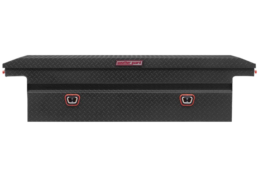 Weather Guard Low Profile Saddle Truck Tool Box Aluminum Textured Matte Black 10.2 Cu Ft