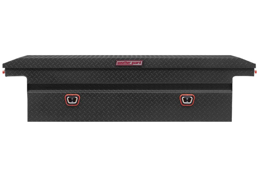 Weather Guard Low Profile Saddle Truck Tool Box Aluminum Textured Matte Black 10.2 Cu Ft