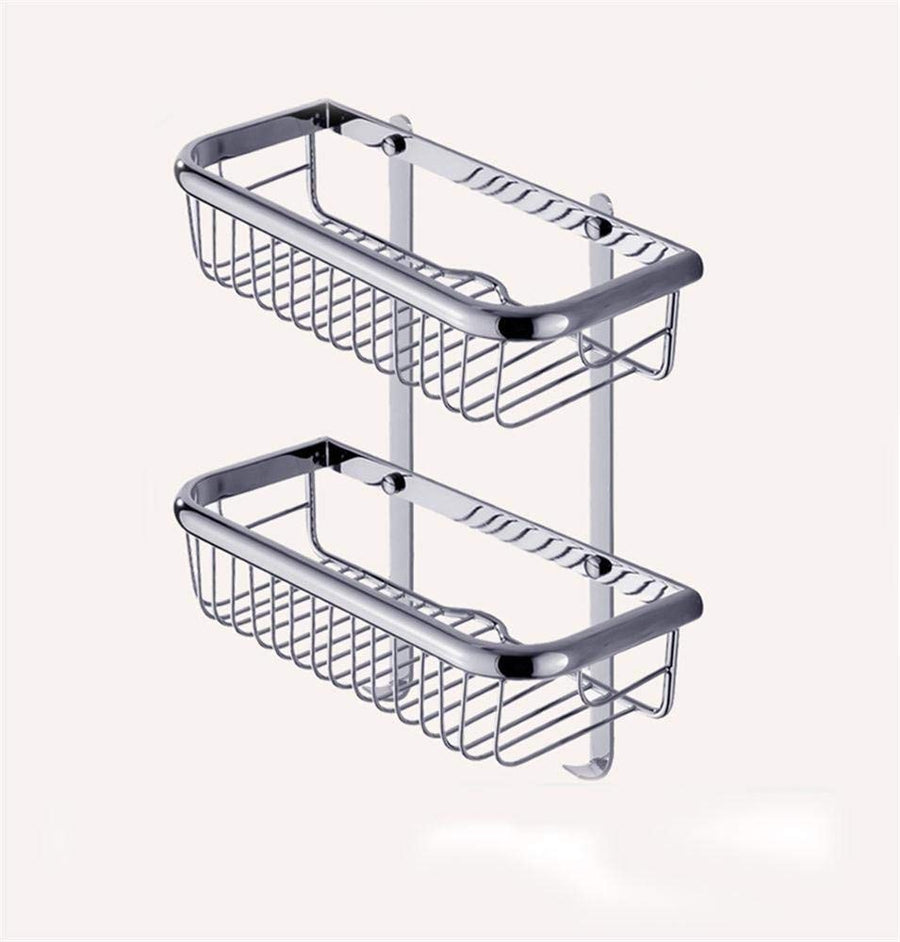 Doubledeck Allcopper Basket Bathroom Corner Rack Shelves (color : Black)