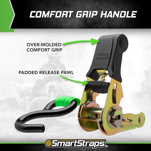 4-Pack SmartStraps 155 10ft Padded Ratchet Straps GRN (Bulk) 1,500lb