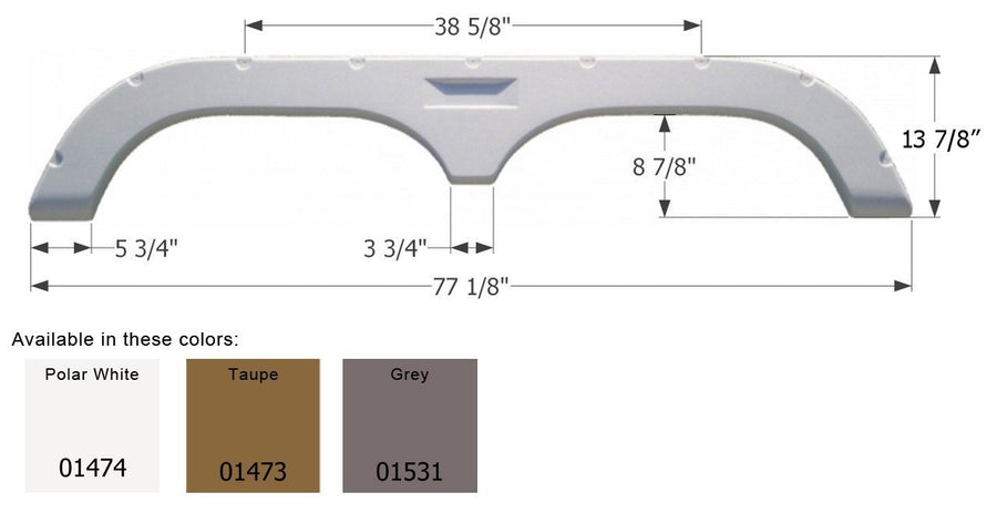 Polar White Icon 01474 7.03" x 13.75" Tandem Fender Skirt