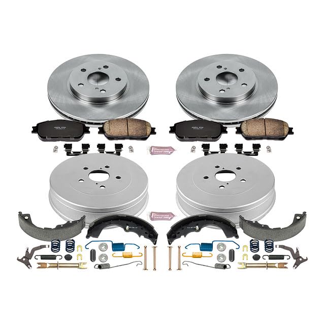 Power Stop Autospecialty KOE15230DK Front and Rear Replacement Brake Kit - OE Brake Drums & Ceramic Brake Pads For Toyota Sienna 2004-2010 [Vehicle Specific]
