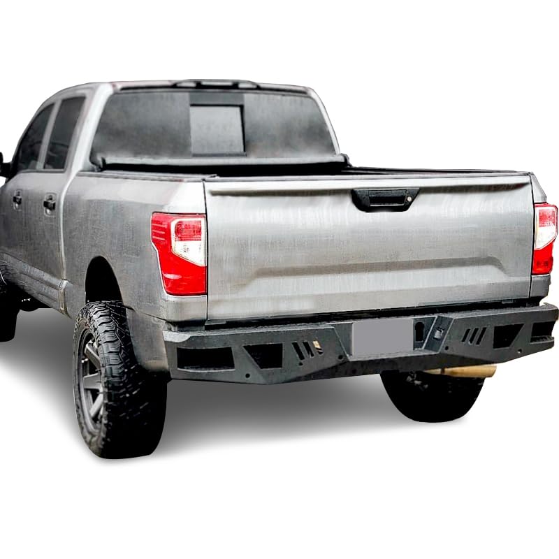 Heavy Duty Black Horse Armour Rear Bumper Matte Black Compatible with 2016-2024 Nissan Titan XD-ARB-NITI