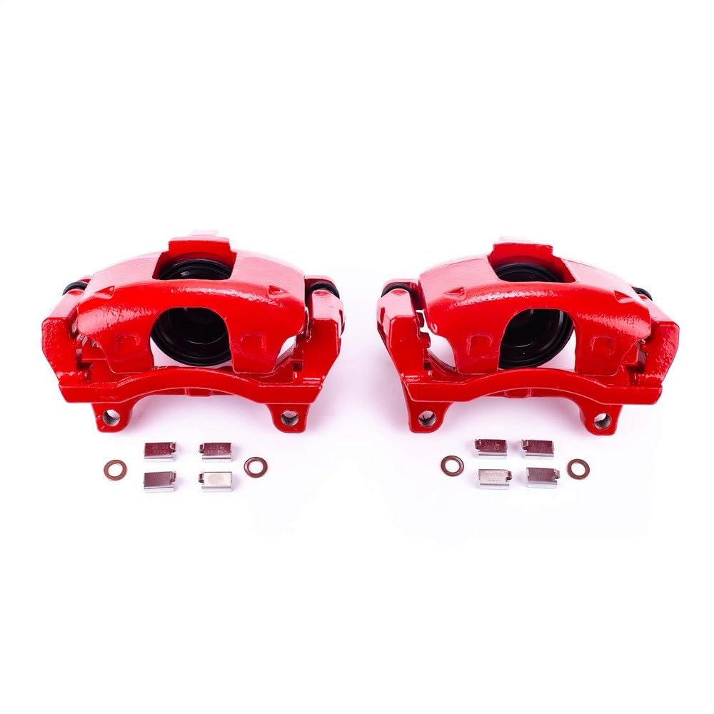 Power Stop S5044A Front Pair of High-Temp Red Powder Coated Calipers For Dodge Journey 2009-2012 [Model Specific]