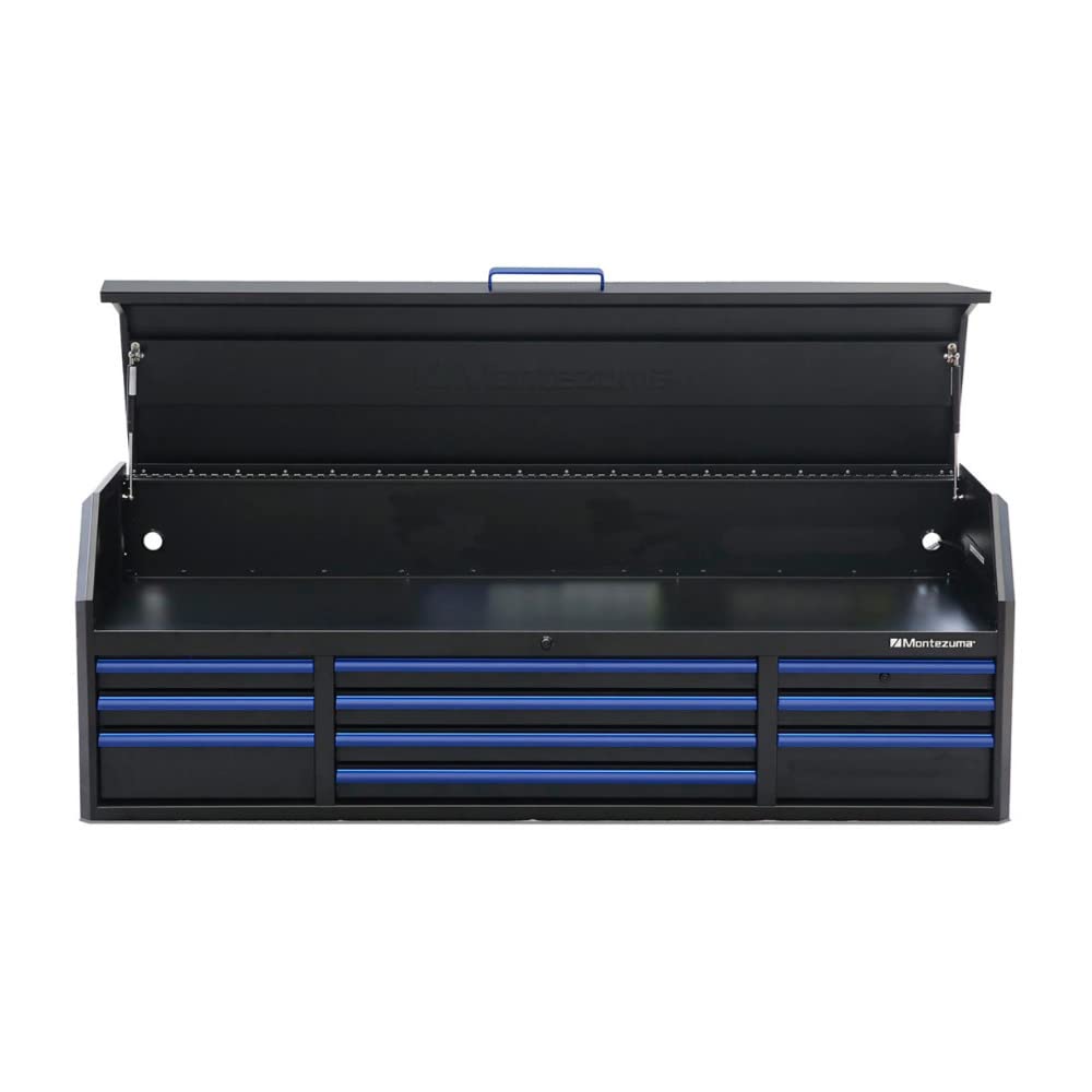 Tool Box Montezuma - 72" x 20" 10 Drawer Tool Chest with Multiple Power Outlets & Black Powder Coat Finish - M722010CH