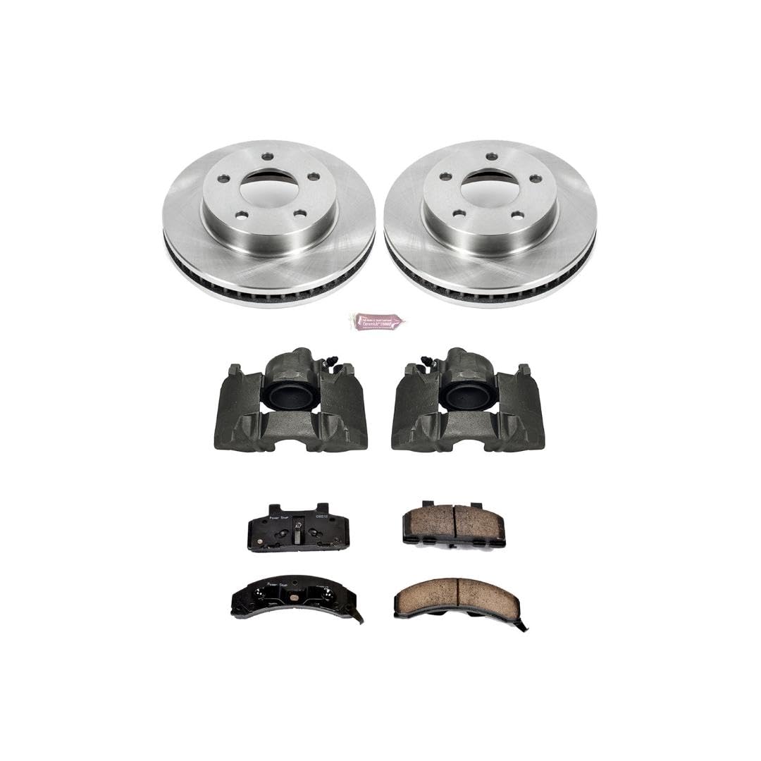 Power Stop Autospeciality KCOE1487 Replacement Front Caliper Kit- OE Rotors, Ceramic Brake Pads, Calipers