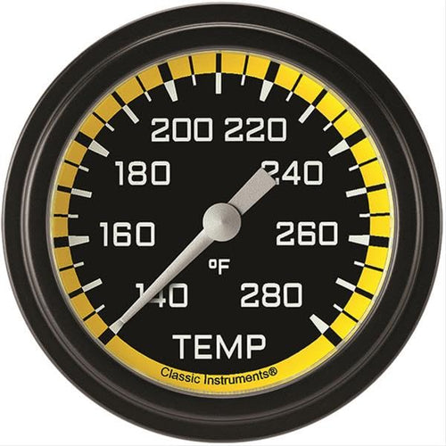AX326YBLF-06 Classic Instruments Autocross Yellow 2 5/8" Water Temperature Gauge 3/8"