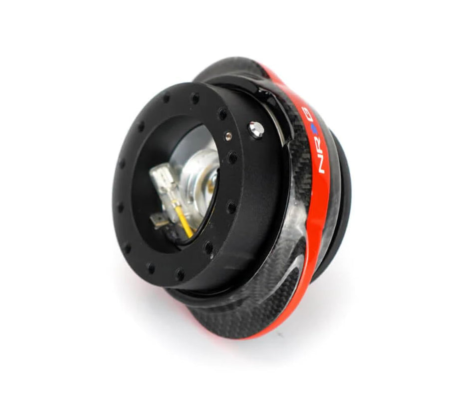 NRG Innovations GEN 2.2 NRG-SRK-220BK-CF-RD Steering Wheel Quick Release Adapter 6-Hole & 6x70 and 6x74mm Bolt Patterns Black Body/Carbon Fiber Red Ring