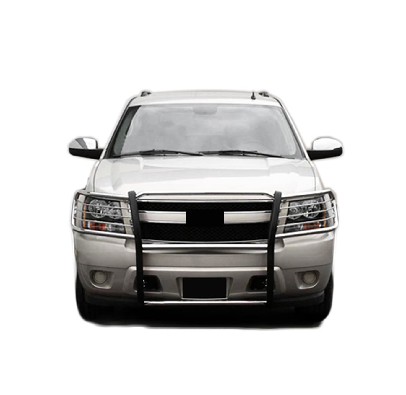Bumper Guard Black Horse Grille brush Modular Stainless Steel Compatible with 2007-2013 Chevrolet Avalanche|2007-2014 Chevrolet Suburban 1500|2007-2014 Chevrolet Tahoe-17A037400MSS