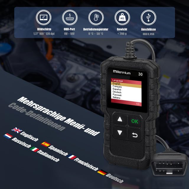 Millennium 30 Launch OBD2 Scanner,Car Code Reader with Full OBD2 Functions,Check Engine Light Car Diagnostic Tool,O2 Sensor/EVAP System/Smog Test/Check I/M Readiness Car Scanner,Lifetime Free Update