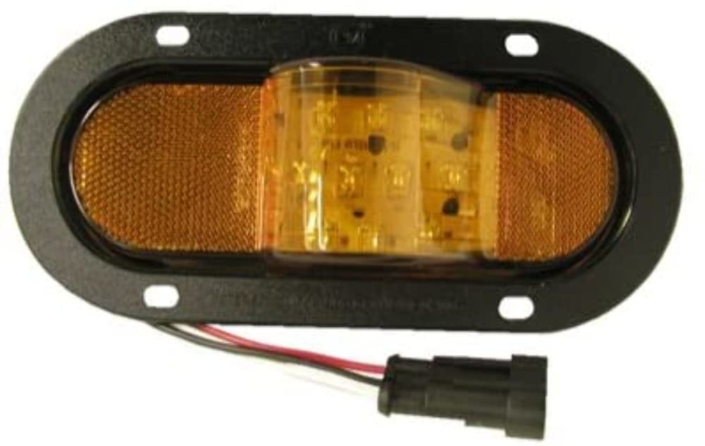 350AF Peterson Led Mid-Turn/Side Marker, Oval, W/Flange, Hardshell Connector, 7.88"X3.63"
