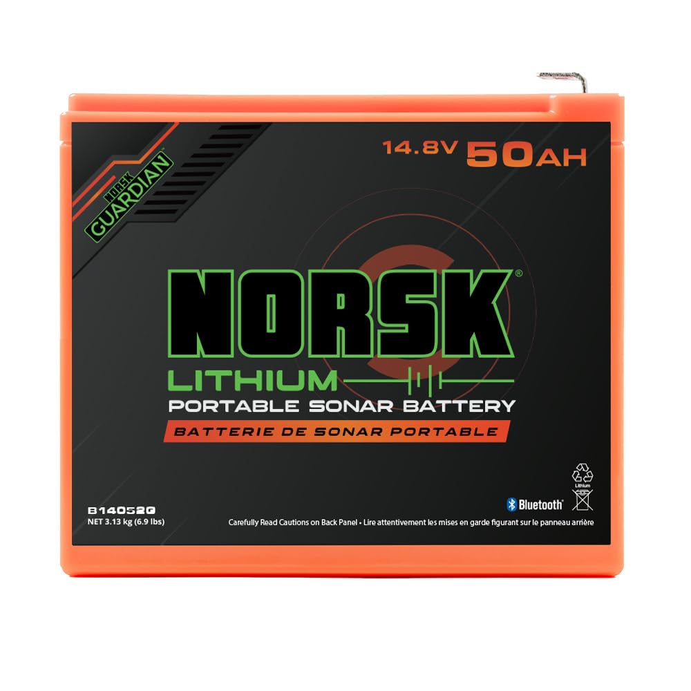 14.8V Norsk Lithium 50Ah Lithium-Ion Battery – Ultimate Power Solution for Live Imaging & Forward-Facing Sonar | Extended Runtime | Bluetooth Monitoring | USB-A & USB-C | IPX8 Waterproof