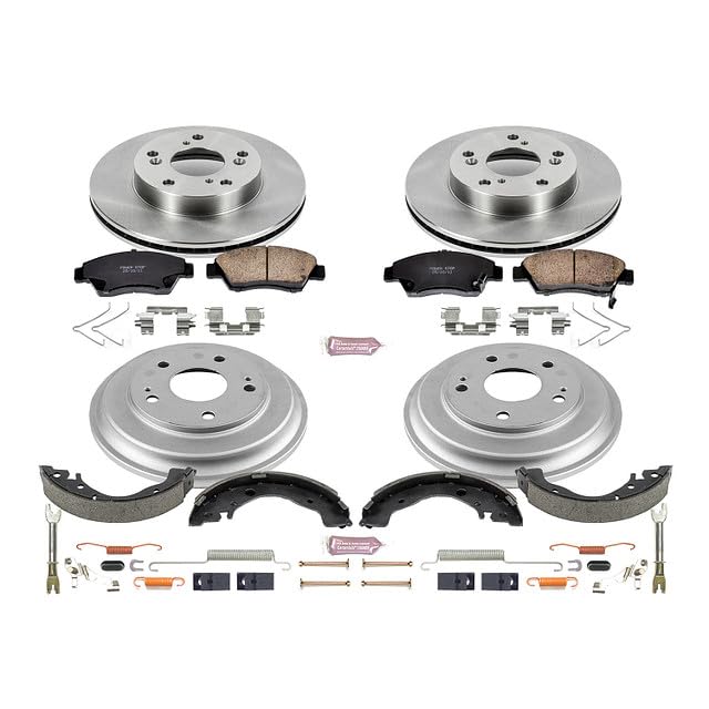 Power Stop Autospecialty KOE15244DK Front and Rear Replacement Brake Kit-OE Brake Drums & Ceramic Brake Pads For Honda Civic 2013-2015 [Model Specific]