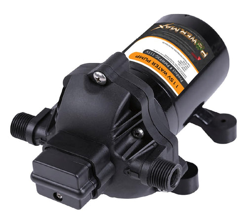 RV water pump PowerMax 115Vac | Replacement for 4008 171-A65/E65 | 3.2 Gallons per Minute | 45 psi | Lightweight with Quiet Operation | Includes Stranier and fittings (115Vac)
