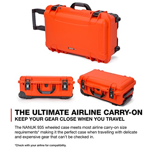 Waterproof Nanuk 935 Hard Case with Foam Insert for Canon, Nikon - 2 DSLR Body and Lens/Lenses - Orange (935-EDSLR3)
