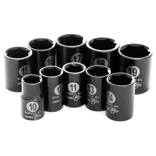3/8-Inch Drive Performance Tool MET Black Socket Set, 10-Piece, 1-Pack W38201