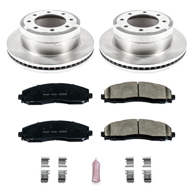 Power Stop KOE6407 Rear Replacement Brake Kit-OE Brake Rotors & Ceramic Brake Pads For 2013 2014 2015 2016-2022 Ford F-250 F-350 Super Duty Single Rear Wheel