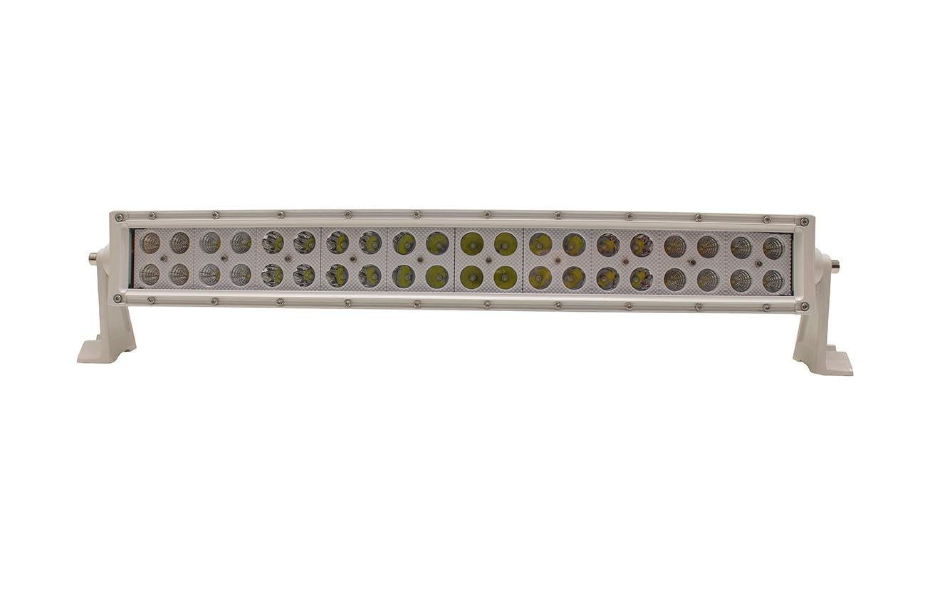 Race Sport Lighting 20inch MS120WW-WA Marine Grade Wrap Around White Shell Dual Row Light Bar with 120-Watt 40 x 3W High Intensity CREE LED