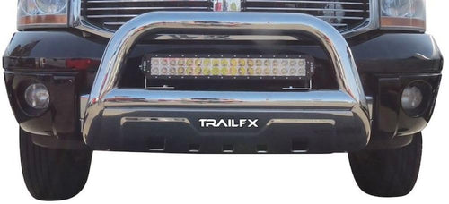 TrailFX B1516S Chevrolet Silverado 1500 Fits 2007-2018 Steel 3.5 Inch Polished Stainless Steel Bull Bar with Mounting Hardware and Skid Plate, Light Mount Ready
