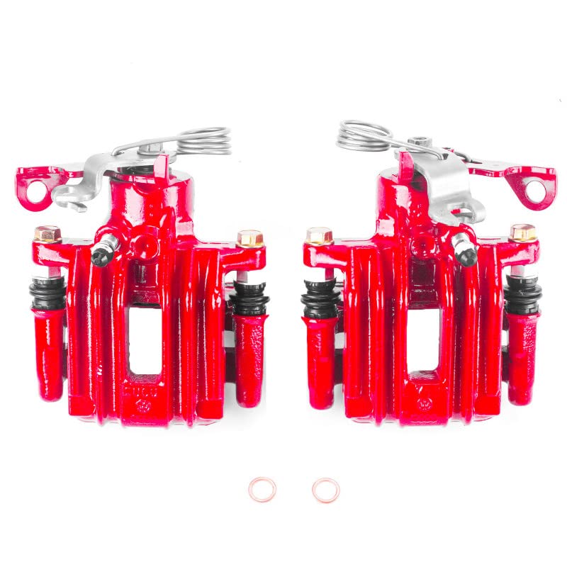 Power Stop S2108 Rear Pair of High-Temp Red Powder Coated Calipers For Audi A4 1997-2001, Audi A6 1998-2004, Volkswagen Passat 1998-2005 [Model Specific]