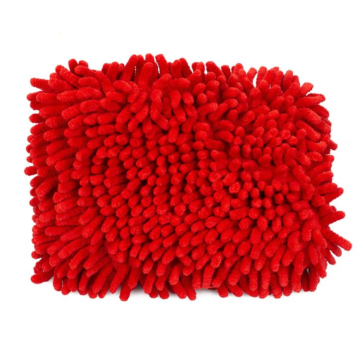 Maxshine Red Chenille Universal Microfiber Wash Pad | Professional High-Efficiency Car Wash Pad & Mitt Alternative | Scratch-Free Microfiber Cleaning Pad for Cars, Trucks, SUVs, Boats & RVs
