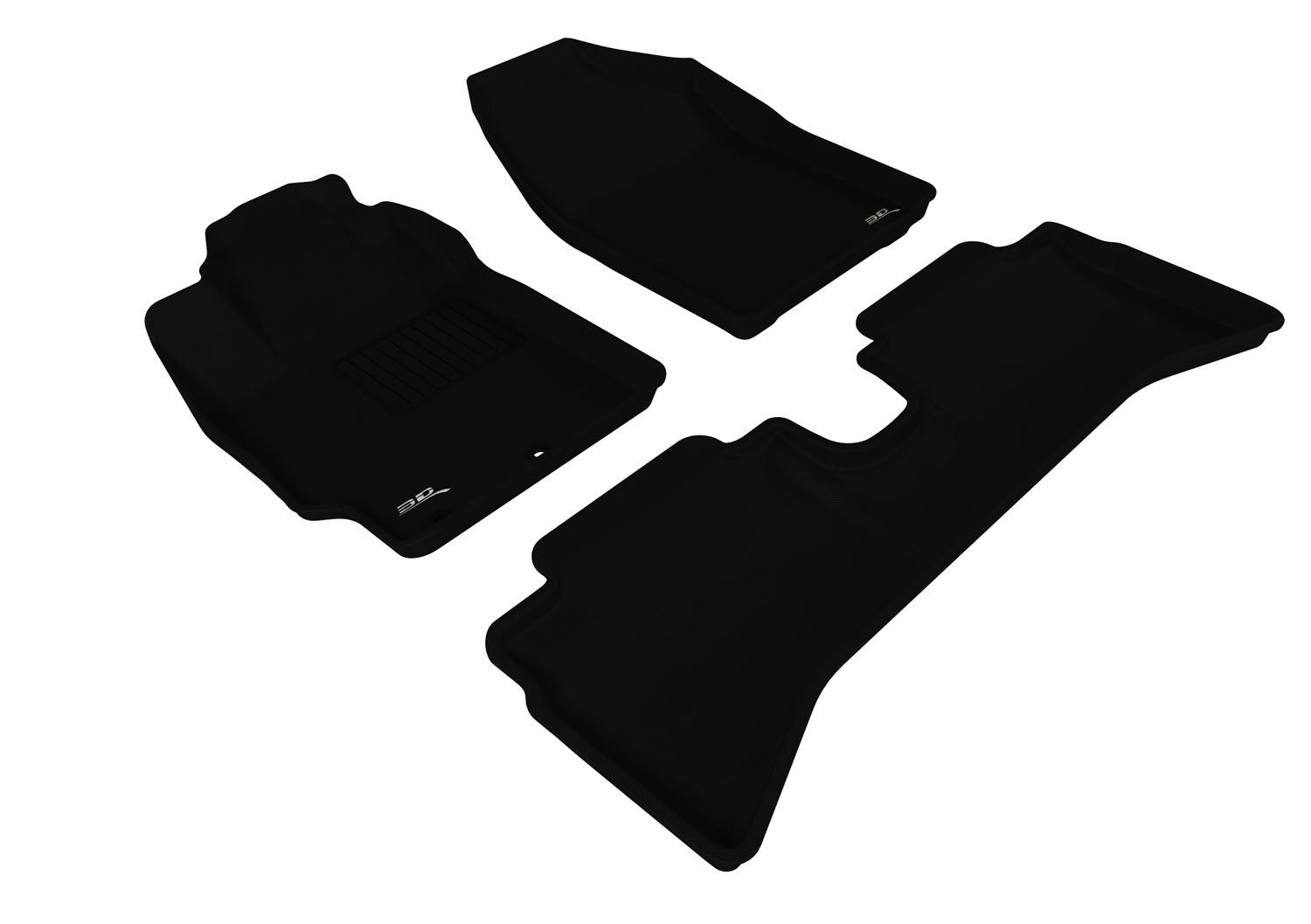 Complete Set 3D MAXpider - L1TY09501509 Custom Fit All-Weather Floor Mat for Select Toyota Prius C Models - Kagu Rubber (Black)