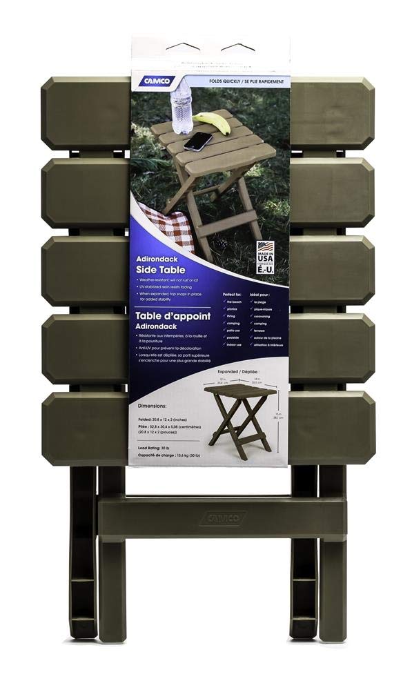 Brown Camco 51882 Regular Quick Folding Adirondack Side Table New ;Supply_from:Home-Gallery