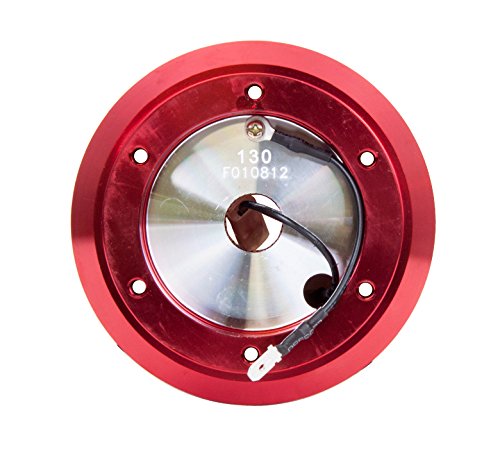 NRG Innovations Short Hub Racing Style Steering Wheel, Lockable Aluminum Steering Shaft, 6x70mm Bolt Pattern Quick Release Adapter Unit, Compatible With 94-02 Honda Accord, Red, NRG-SRK-130H-RD