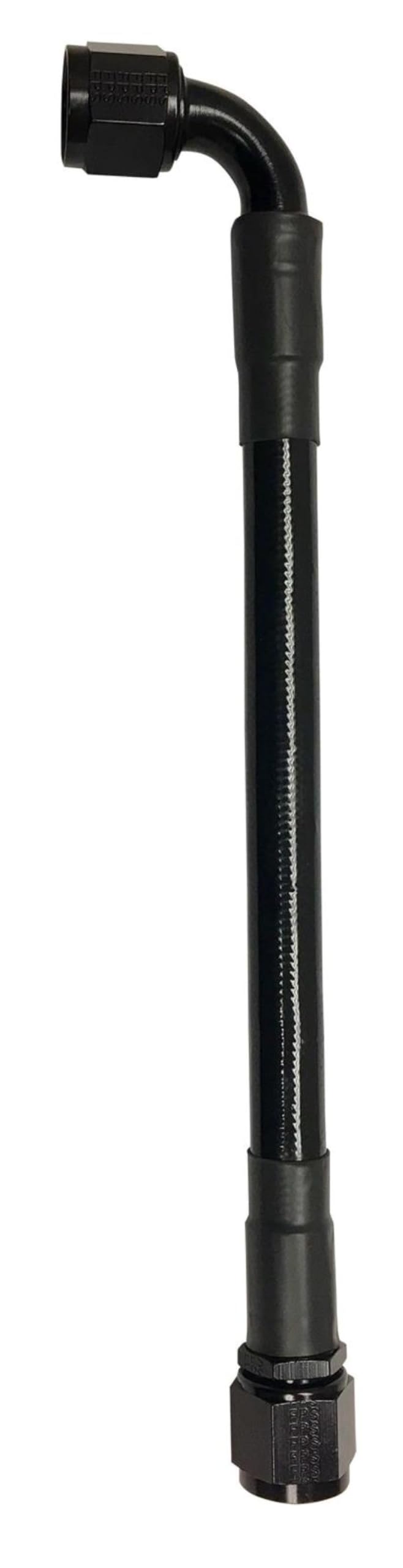 Black -6AN Fragola PTFE Hose Assembly Straight x 90 Degree 12in