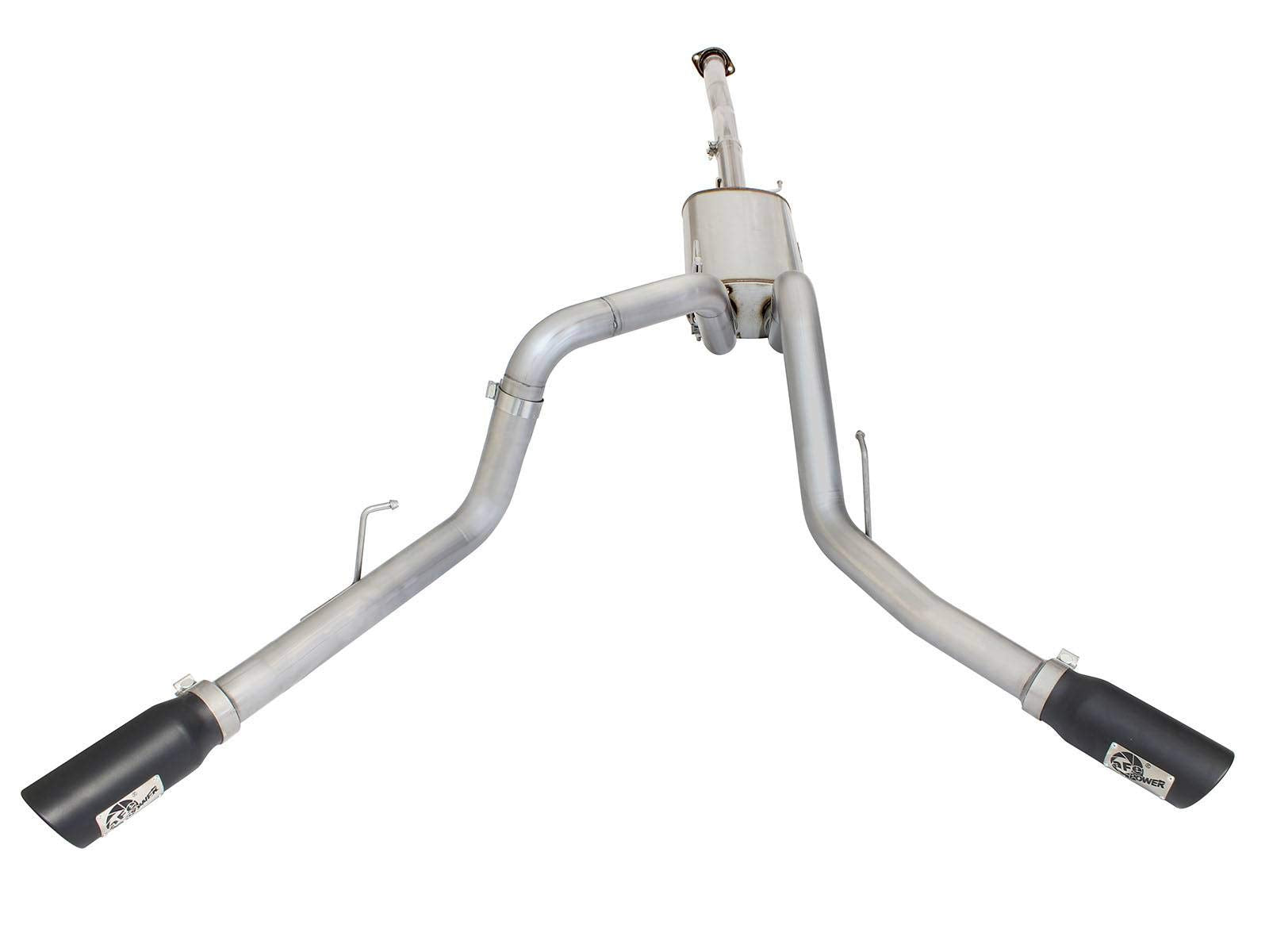 MACH Force-Xp aFe Power 49-43074-B 3" Stainless Steel Dual Side-Exit Cat-Back Exhaust System with Black Tips