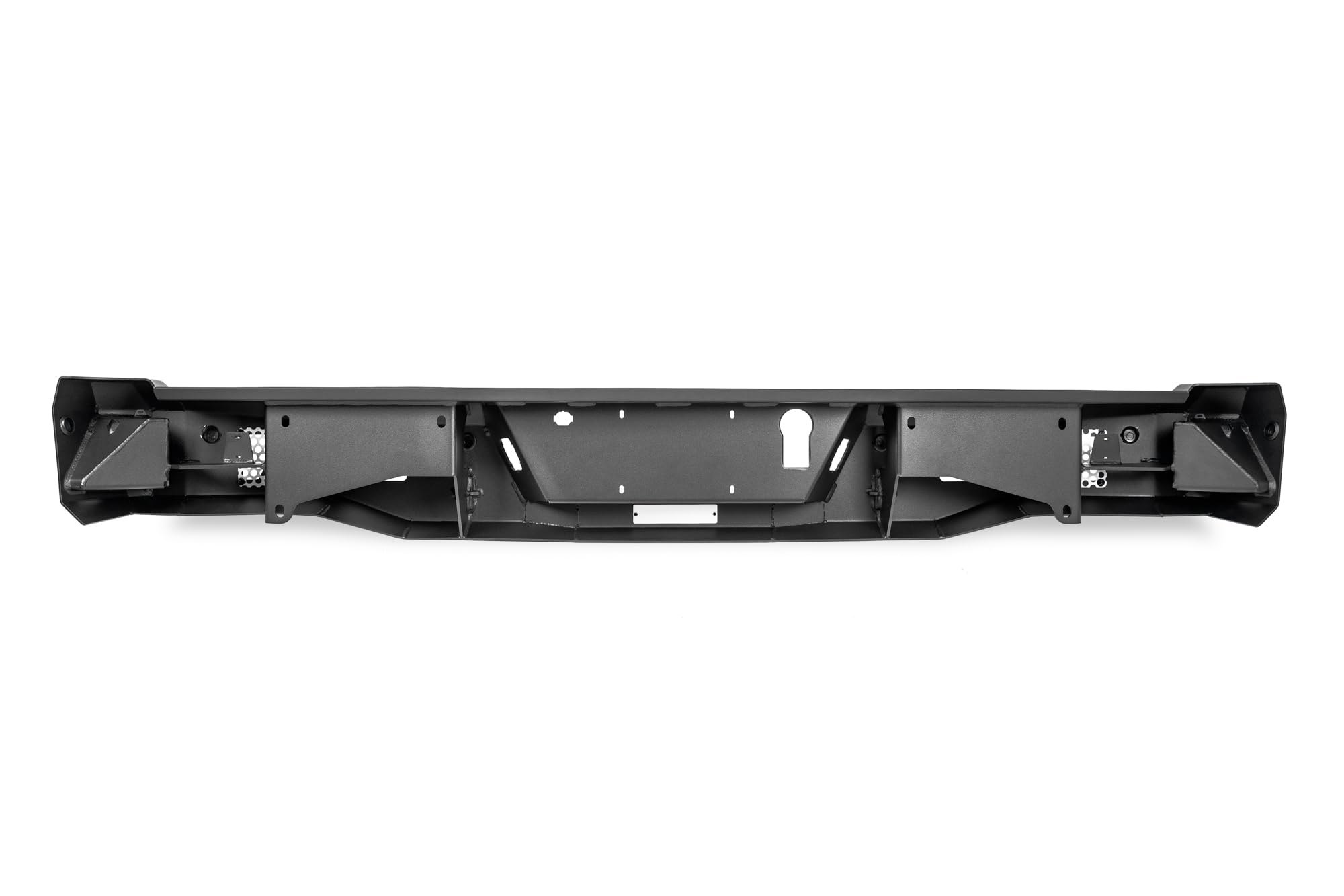 MTO Series DV8 Offroad Rear Bumper for 2021-2025 Ford F-150 | Utility Steps | Designed for Single Exhaust Setups | Accepts (2) 3" Flush Mount Pod Lights | Paintable Aluminum Inserts