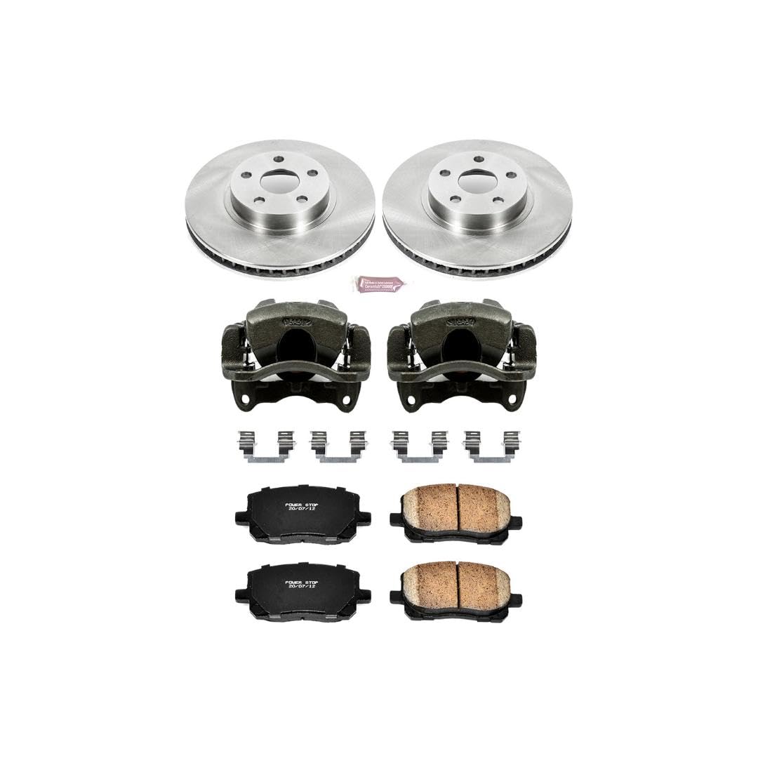 Power Stop KCOE2316 1-Click OE Replacement Brake Kit with Calipers For Pontiac Vibe 2003-2008, Toyota Corolla 2003-2008, Toyota Matrix 2003-2008 [Model Specific]