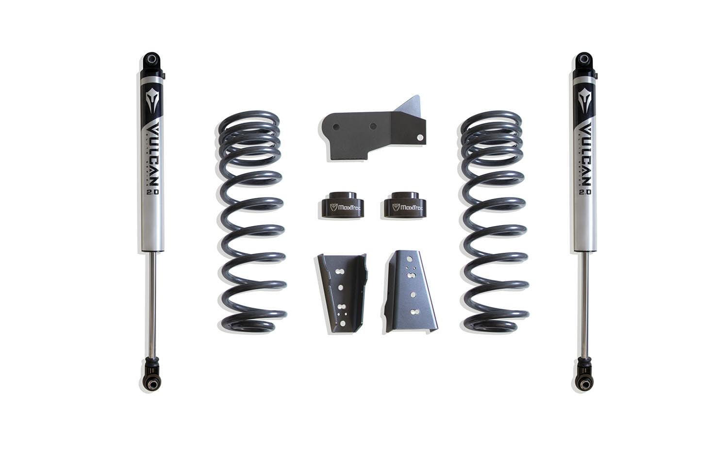 Part# 902445V MAX TRAC SUSPENSION'S is A Rear Box KIT Including 3" Lift COILS, 1.5" Coil SPACERS, TRAC BAR Bracket, SWAY BAR Brackets & A Pair of Vulcan Series Shocks