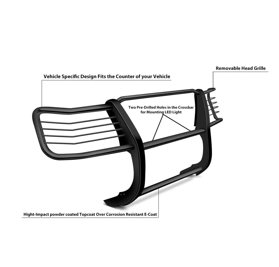 Bumper Guard Black Grille brush Modular Compatible with 2016-2024 Nissan Titan XD-17NR28MA
