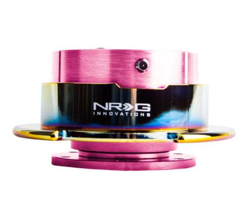 NRG Innovations Gen 2.5 NRG-SRK-250PK-MC Race Steering Wheel Quick Release Kit Adapter Pink Body/Neo Chrome Ring, 6x70 and 6x74mm Bolt Patterns