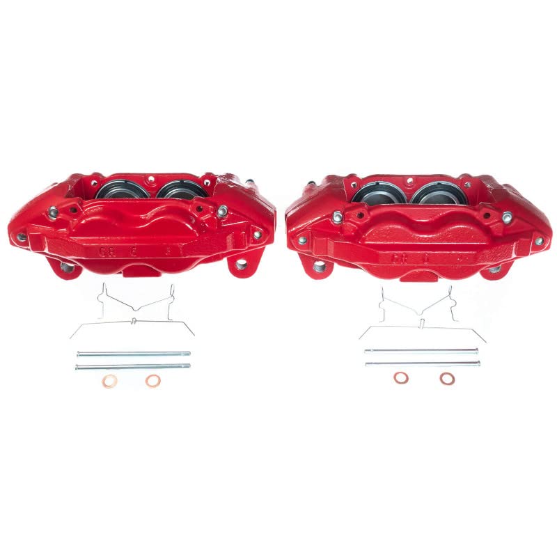 Power Stop S7342 Front Pair of High-Temp Red Powder Coated Calipers For Toyota Sequoia 2016-2022, Toyota Tundra 2016-2021 [Model Specific]