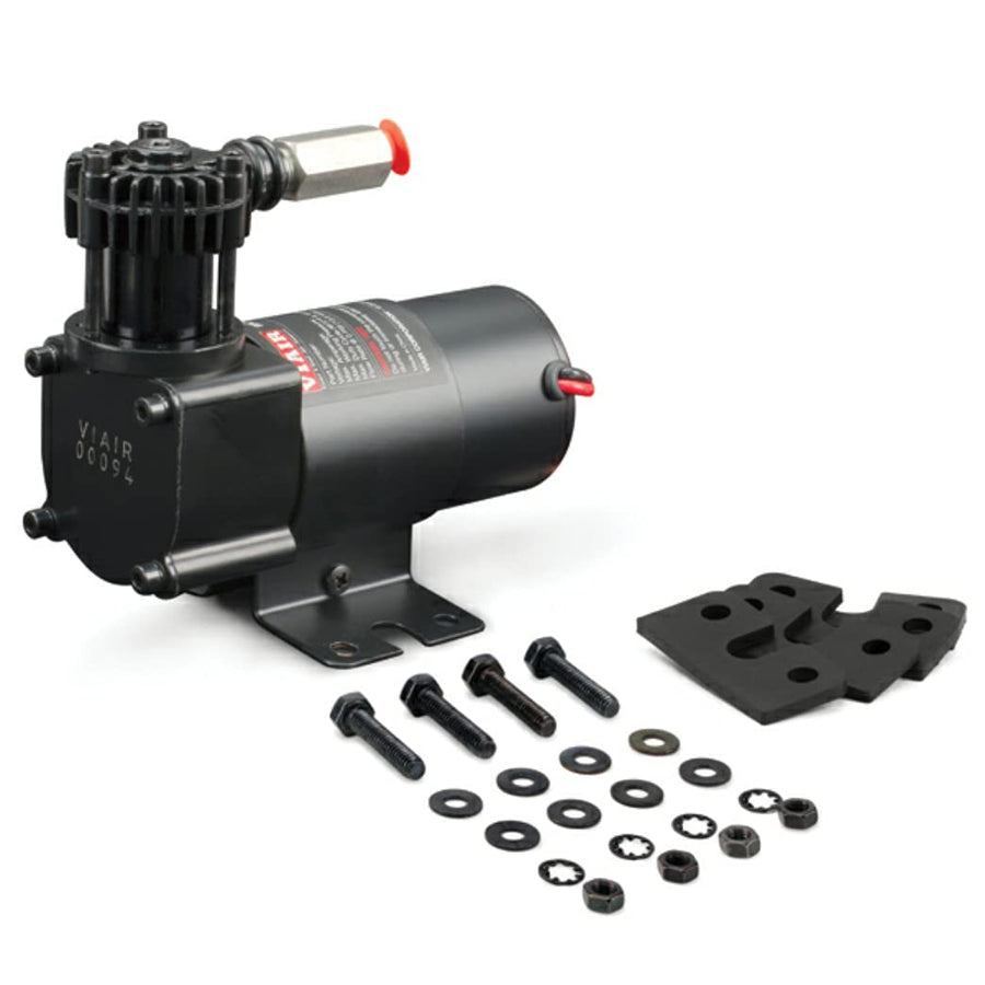 Stealth Black Viair 98C Air Compressor Kit W/Omega Style Mounting Bracket, 12V, Motorcycle Air Suspension, Load Leveling, 00091