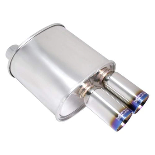 Megan Racing 2.5" Universal Muffler MR-MU-FRT-2-VO Pipe/3" Dual Stainless Roll Tip