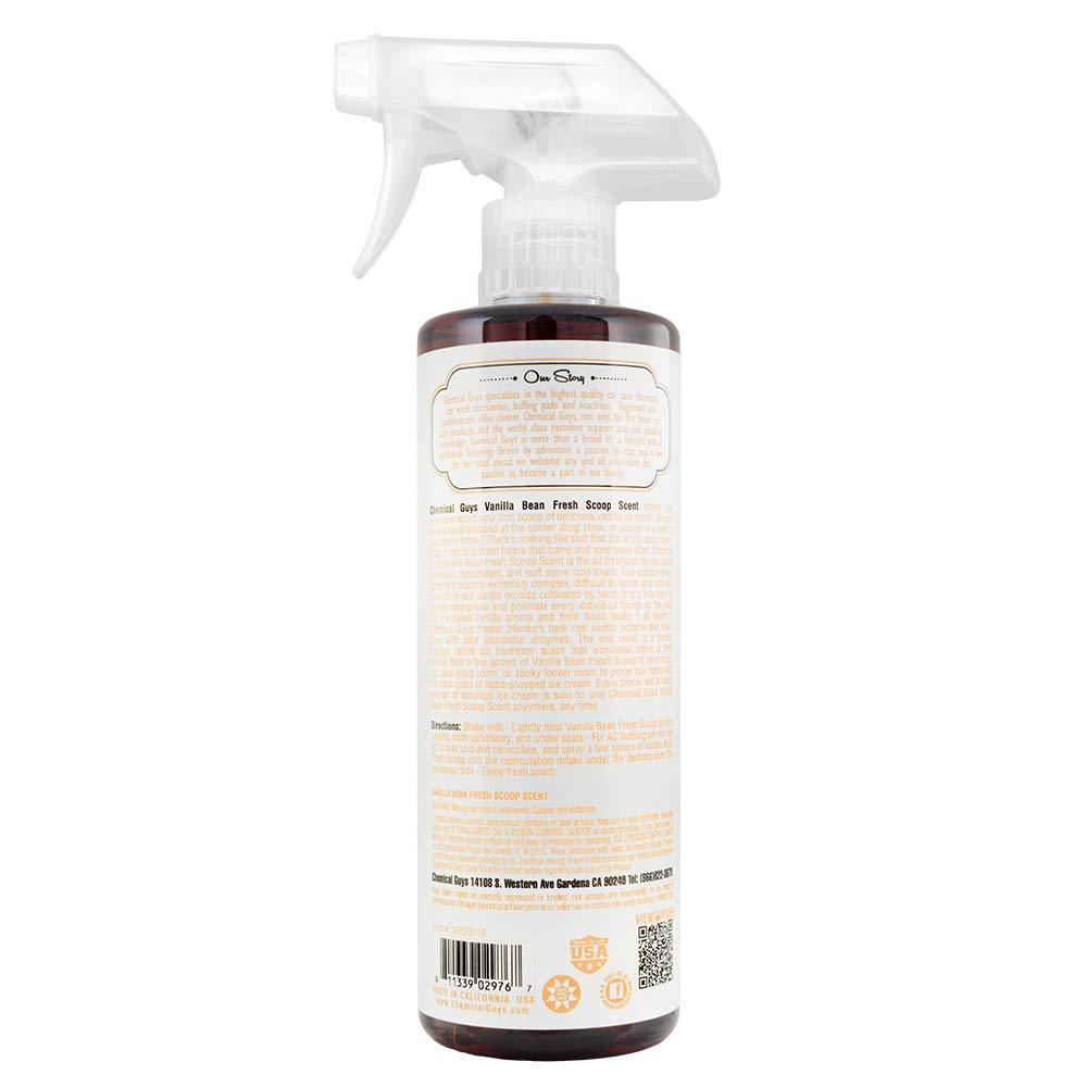 Chemical Guys Vanilla Bean Fresh Scoop Scent AIR23116 Air Freshener & Odor Eliminator, (Great for Cars, Trucks, SUVs, RVs, Home, Office, Dorm Room & More)16 fl oz