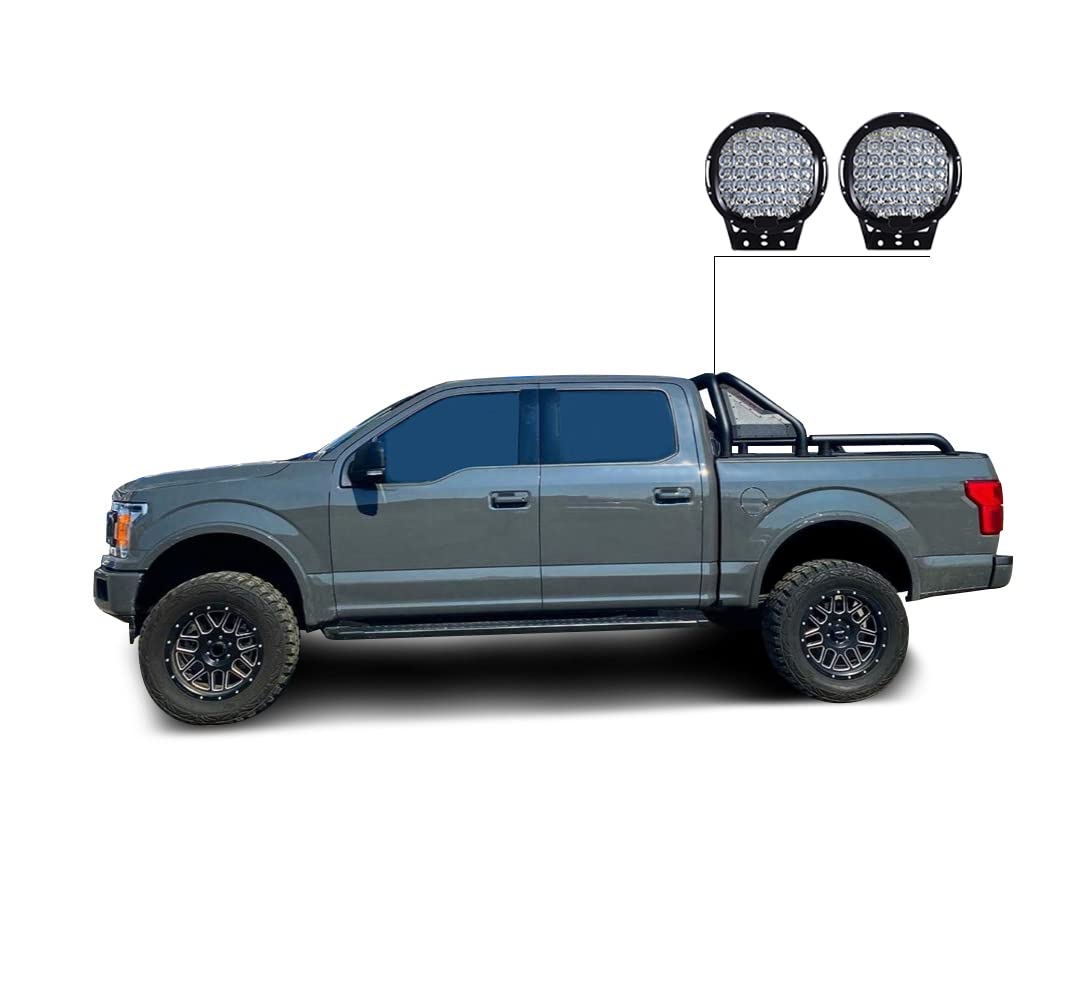 Gladiator Roll Bar Black Incl.Set of 9 Black Round LED Light Modular Black Compatible with 19-24 Titan/XD|14-24 Silverado/Sierra 1500/2500/3500|15-24 Ford F-150|09-10 Ram 1500|07-24 Tundra