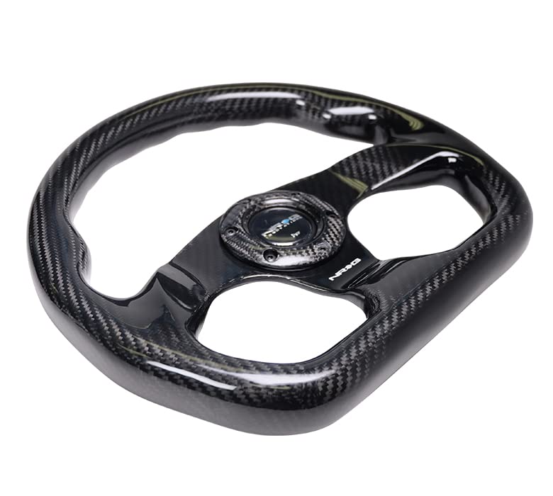 NRG Innovations Steering Wheel NRG-ST-009CF-BK - Shinny Black Carbon Fiber 320mm FLAT BOTTOM