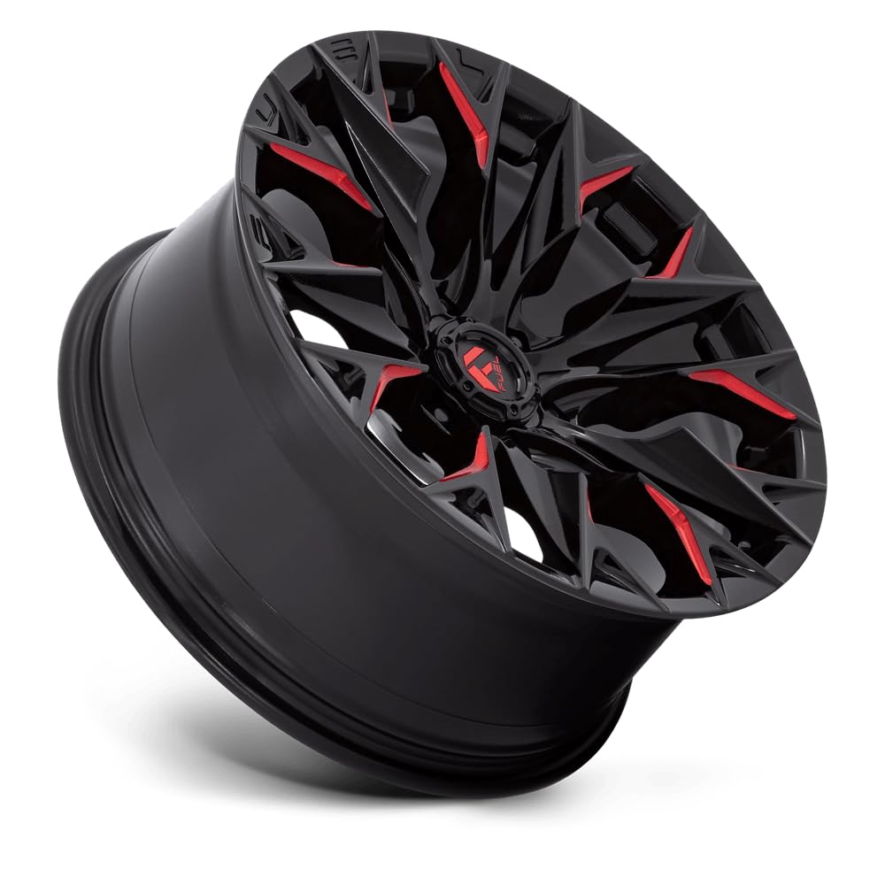 FLAME FUEL OFF-ROAD 20X9 6X5.5 5.04 1mm GLOSS BLACK MILLED WITH CANDY RED - D82320908450