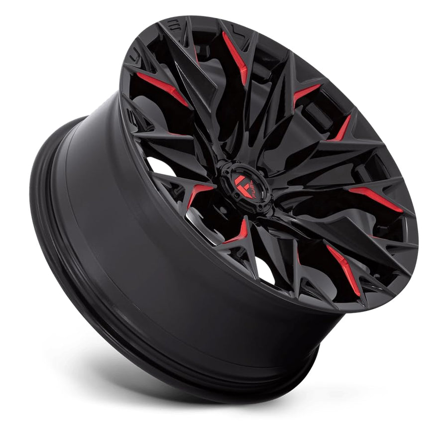 FLAME FUEL OFF-ROAD 20X9 6X5.5 5.04 1mm GLOSS BLACK MILLED WITH CANDY RED - D82320908450