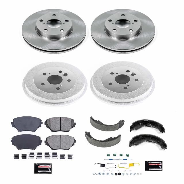 Power Stop Autospecialty KOE15229DK Front and Rear Replacement Brake Kit-OE Brake Drums & Ceramic Brake Pads For Toyota RAV4 2003-2005 [Model Specific]