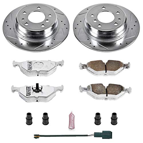 Power Stop Z26 Carbon Fiber Brake Pads with Drilled & Slotted Brake Rotors Kit Rear